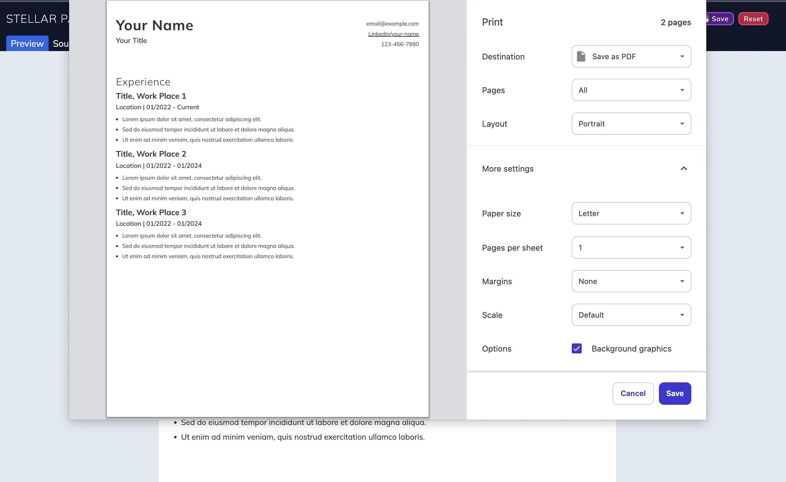 Example document during save process